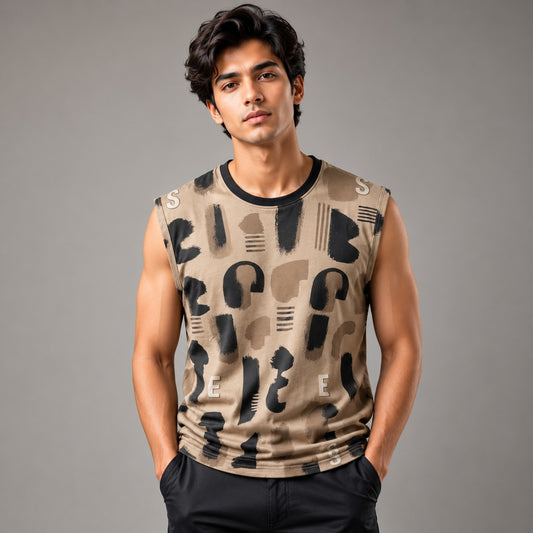 Men's Abstract Print Sleeveless Tank Top