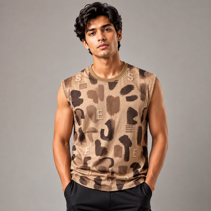 Men's Abstract Print Sleeveless Tank Top