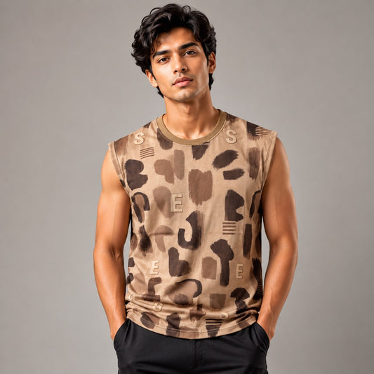 Men's Abstract Print Sleeveless Tank Top