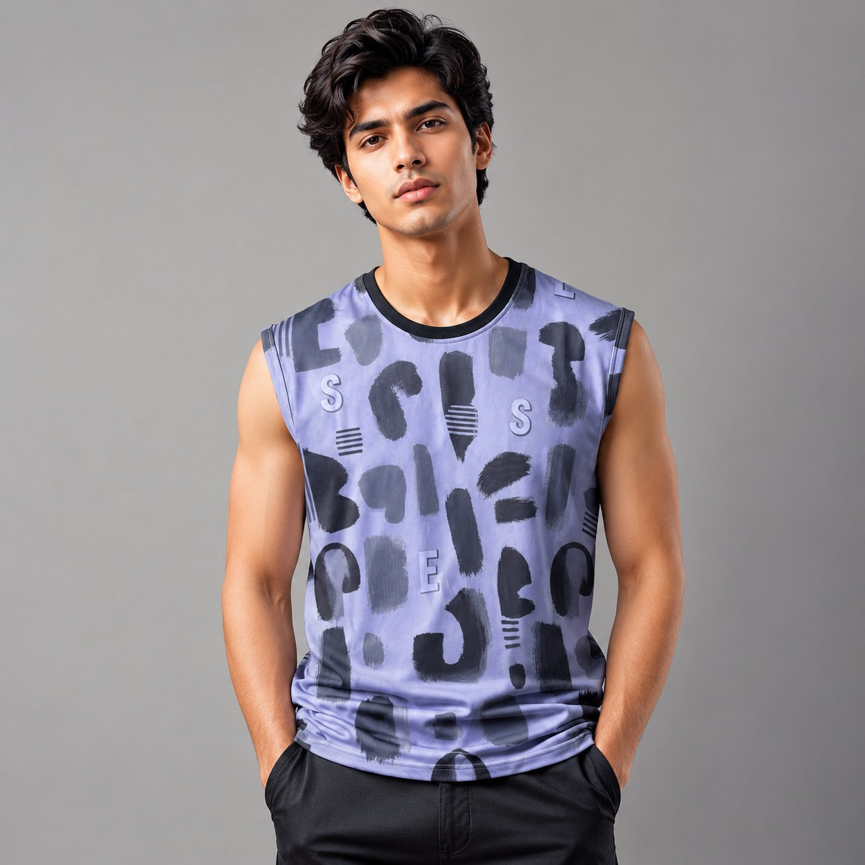 Men's Abstract Print Sleeveless Tank Top