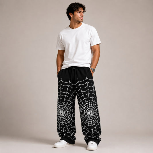 Spider Web Print Baggy Trouser