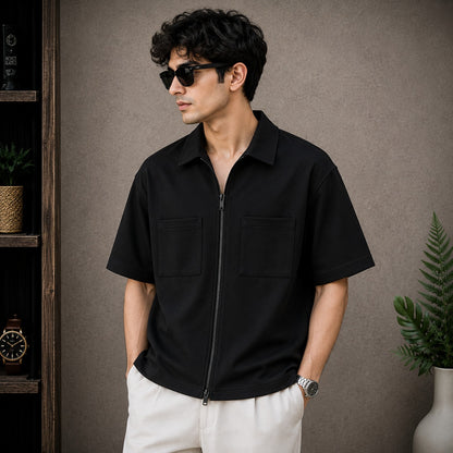 Korean Full Zip Oversized Shirt
