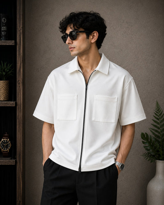 Korean Full Zip Oversized Shirt