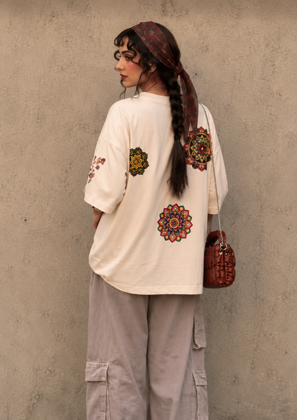 Trendy Printed Oversized Drop Shoulder T-Shirt For Women