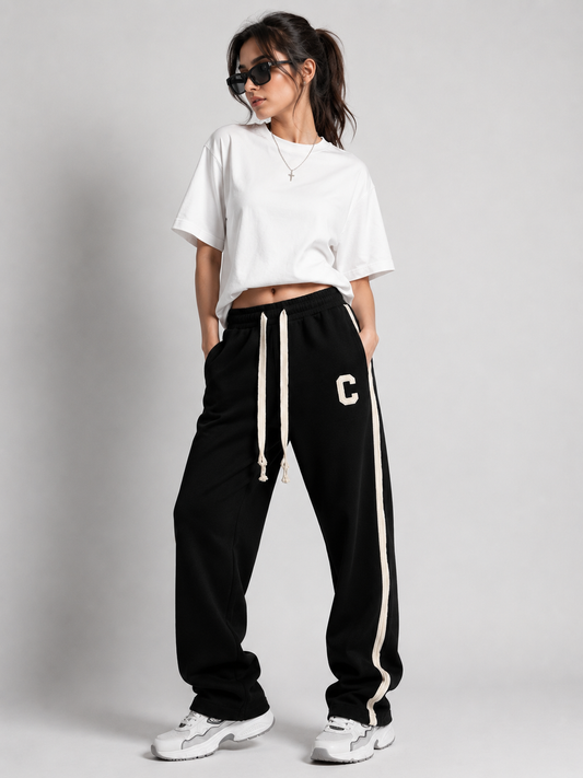 C Embroidery Baggy Trouser for Women