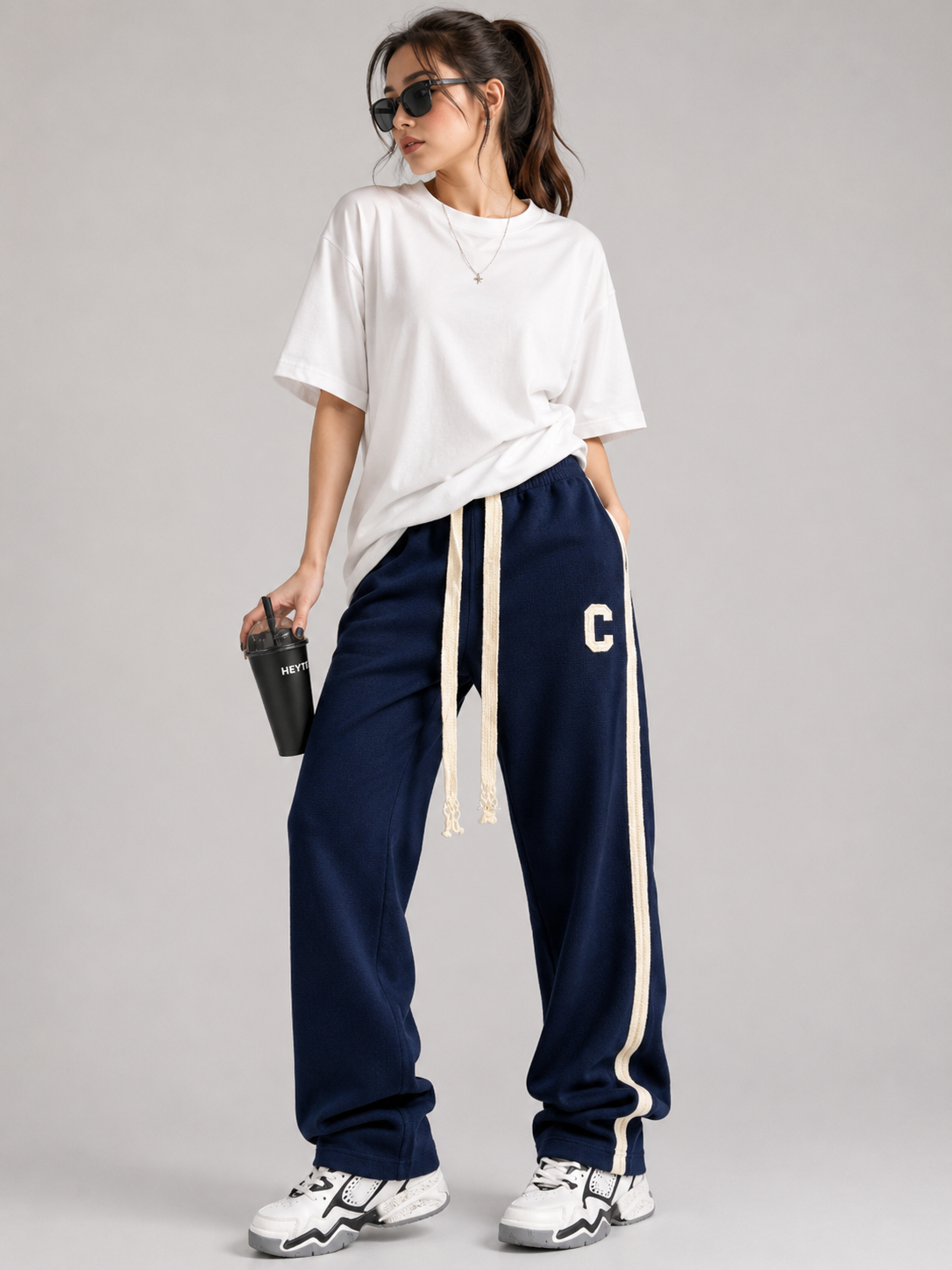 C Embroidery Baggy Trouser for Women