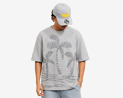 Palm Tree Graphic Printed Dropshoulder
