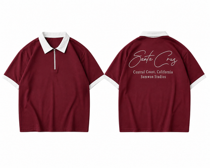 Back Printed Zip Polo Dropshoulder