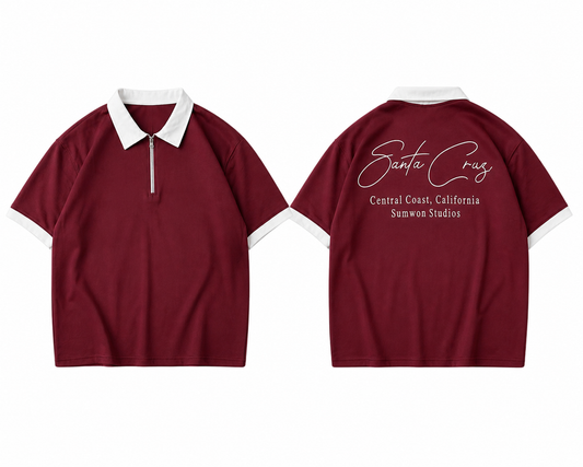 Back Printed Zip Polo Dropshoulder