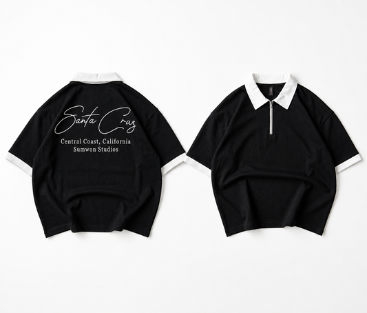 Back Printed Zip Polo Dropshoulder
