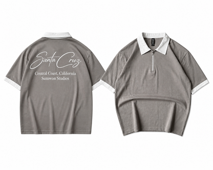 Back Printed Zip Polo Dropshoulder